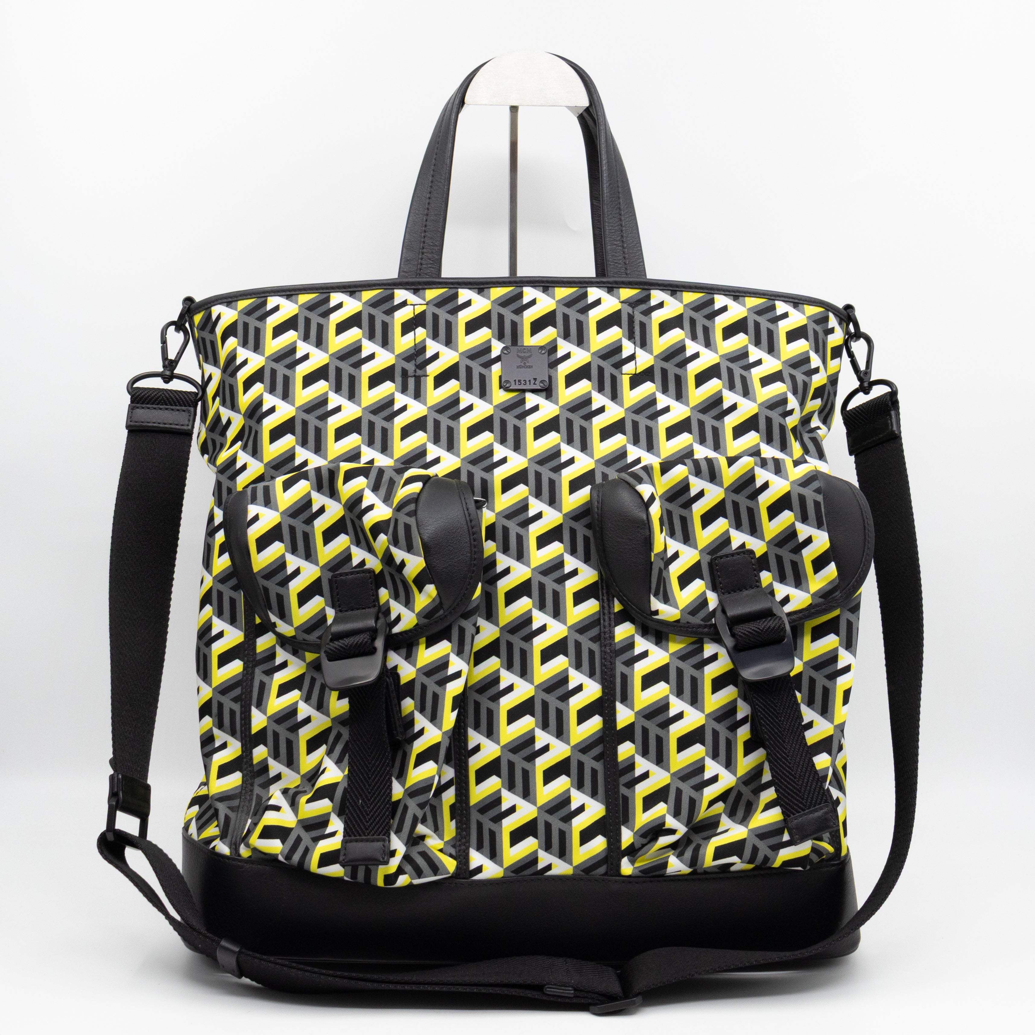 Cubic Logo Tote Bag Yellow Nylon