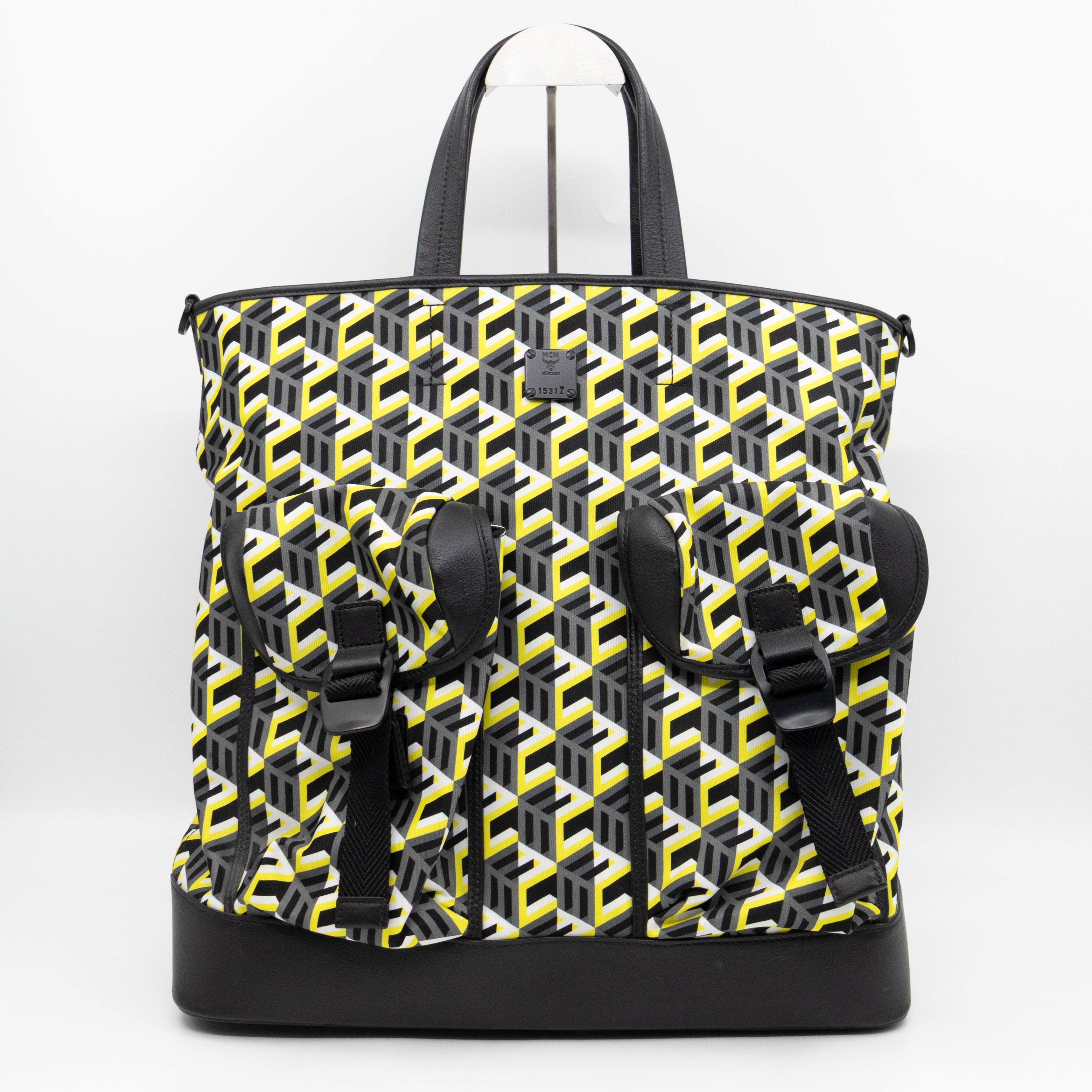 Cubic Logo Tote Bag Yellow Nylon