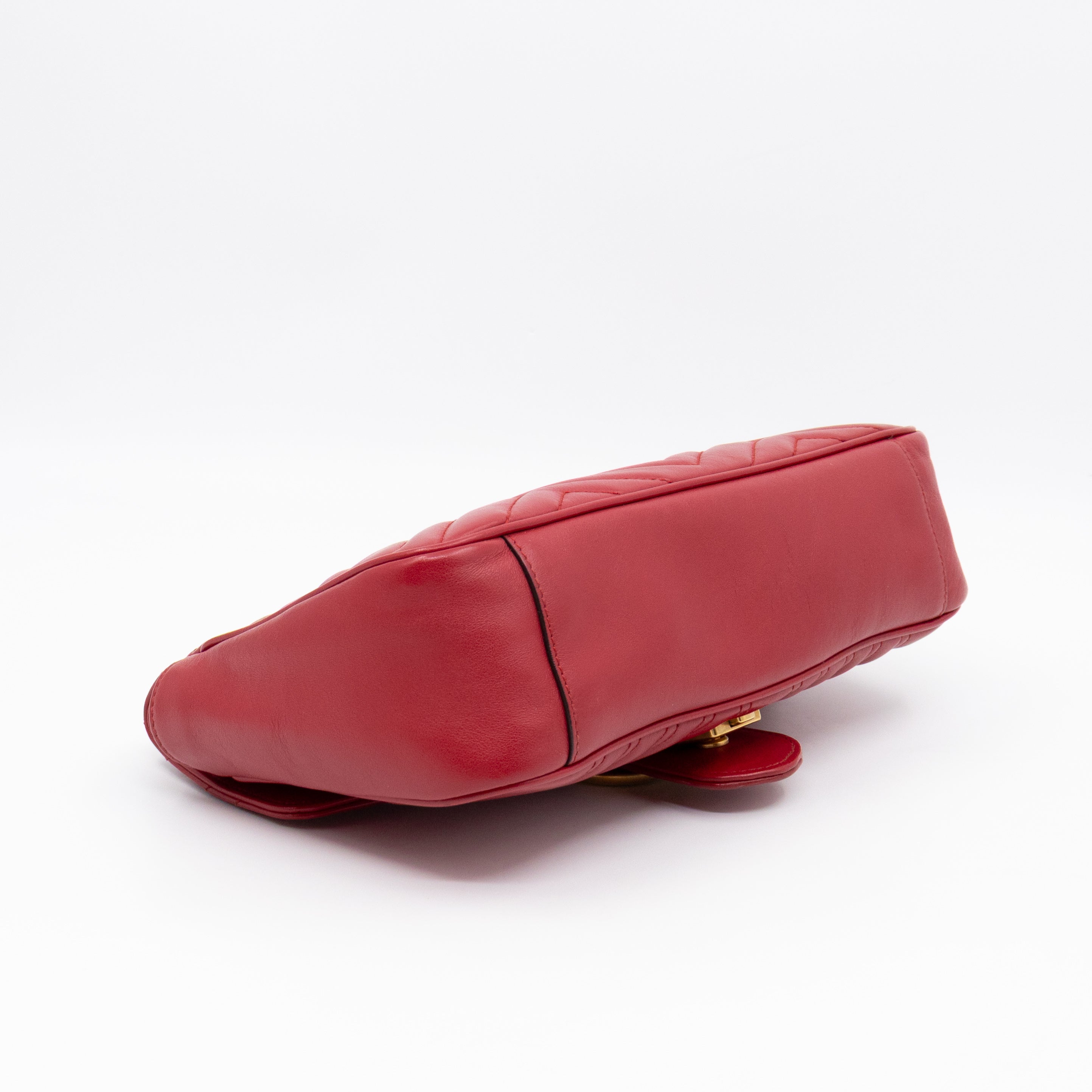 GG Marmont Small Flap Bag Red Matelasse Leather