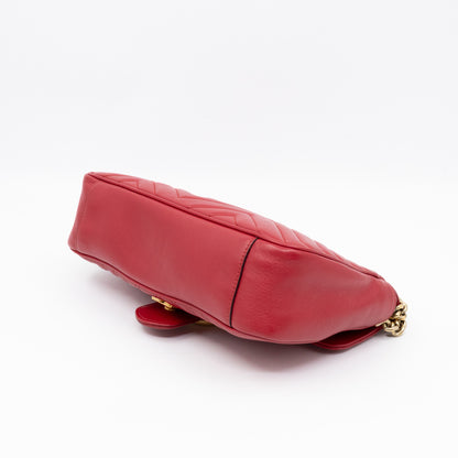GG Marmont Small Flap Bag Red Matelasse Leather