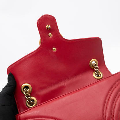 GG Marmont Small Flap Bag Red Matelasse Leather