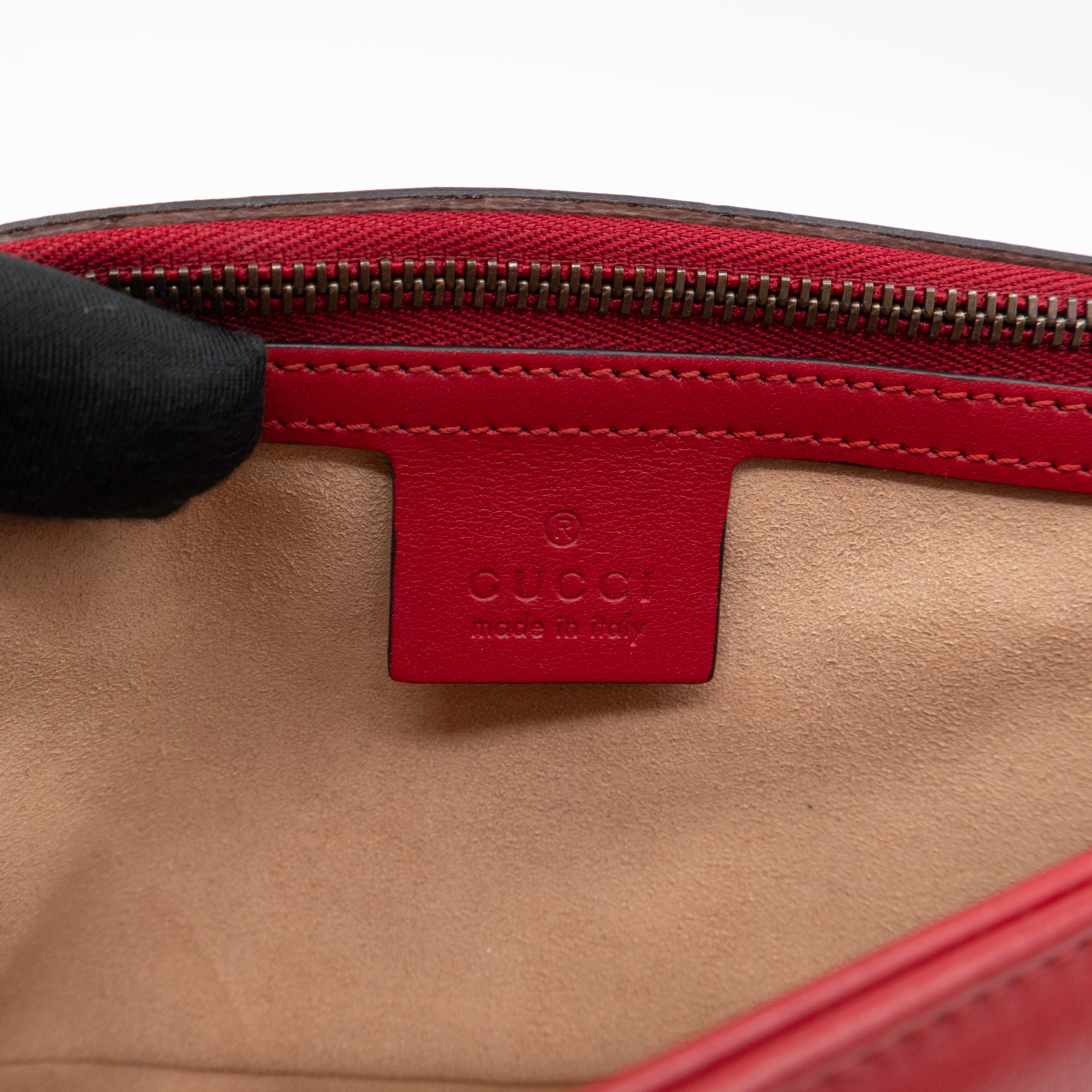 GG Marmont Small Flap Bag Red Matelasse Leather