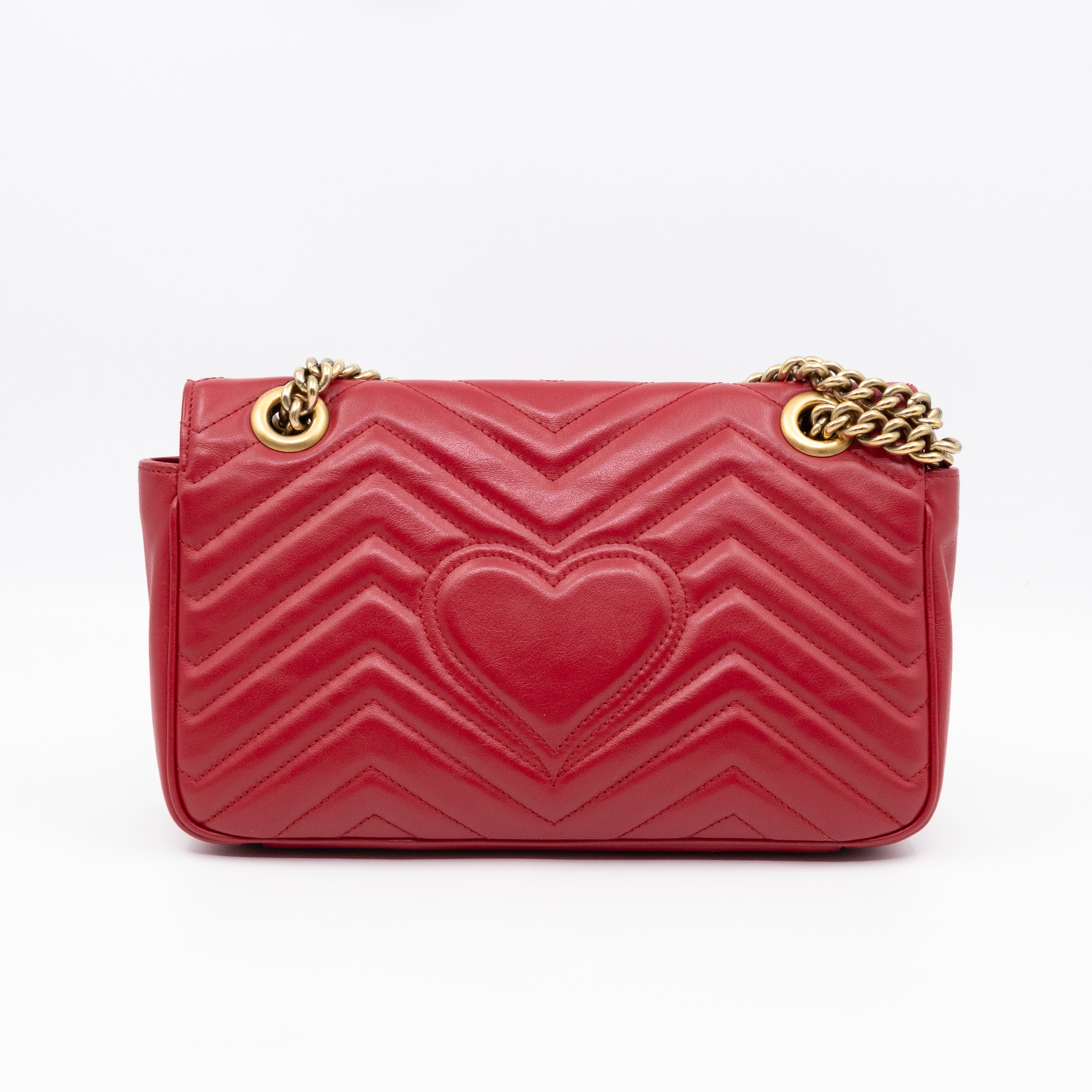 GG Marmont Small Flap Bag Red Matelasse Leather