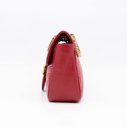 GG Marmont Small Flap Bag Red Matelasse Leather