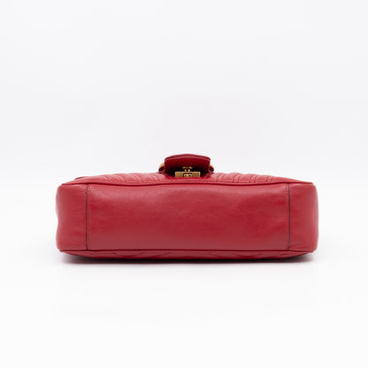 GG Marmont Small Flap Bag Red Matelasse Leather