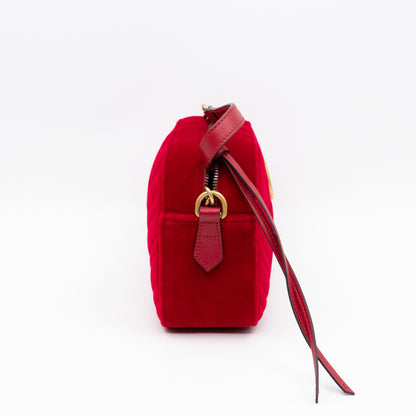 GG Marmont Small Camera Bag Red Velvet Aged Gold