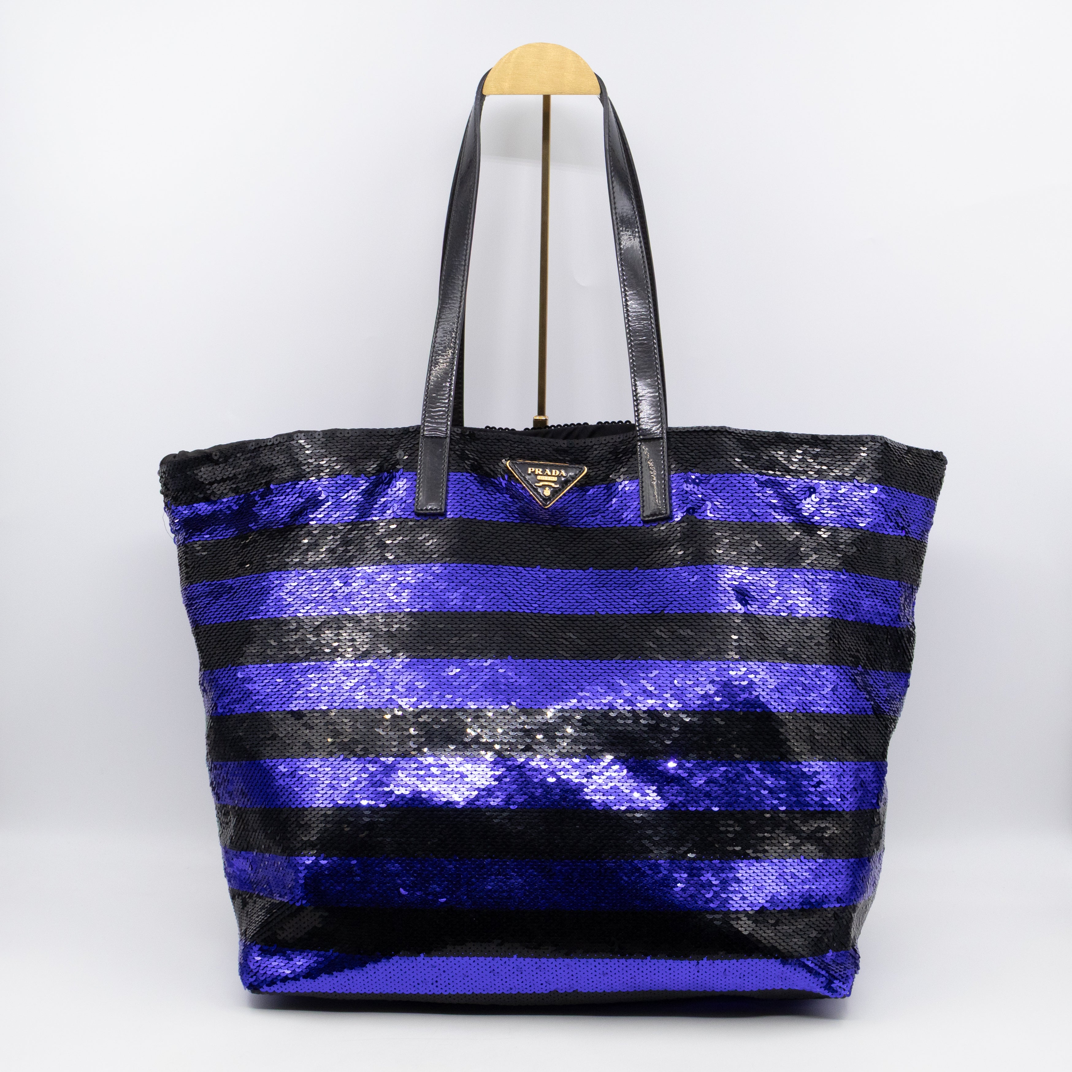 Tote Bag Black & Purple Sequined Satin