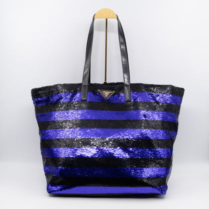 Tote Bag Black & Purple Sequined Satin