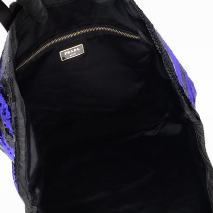 Tote Bag Black & Purple Sequined Satin