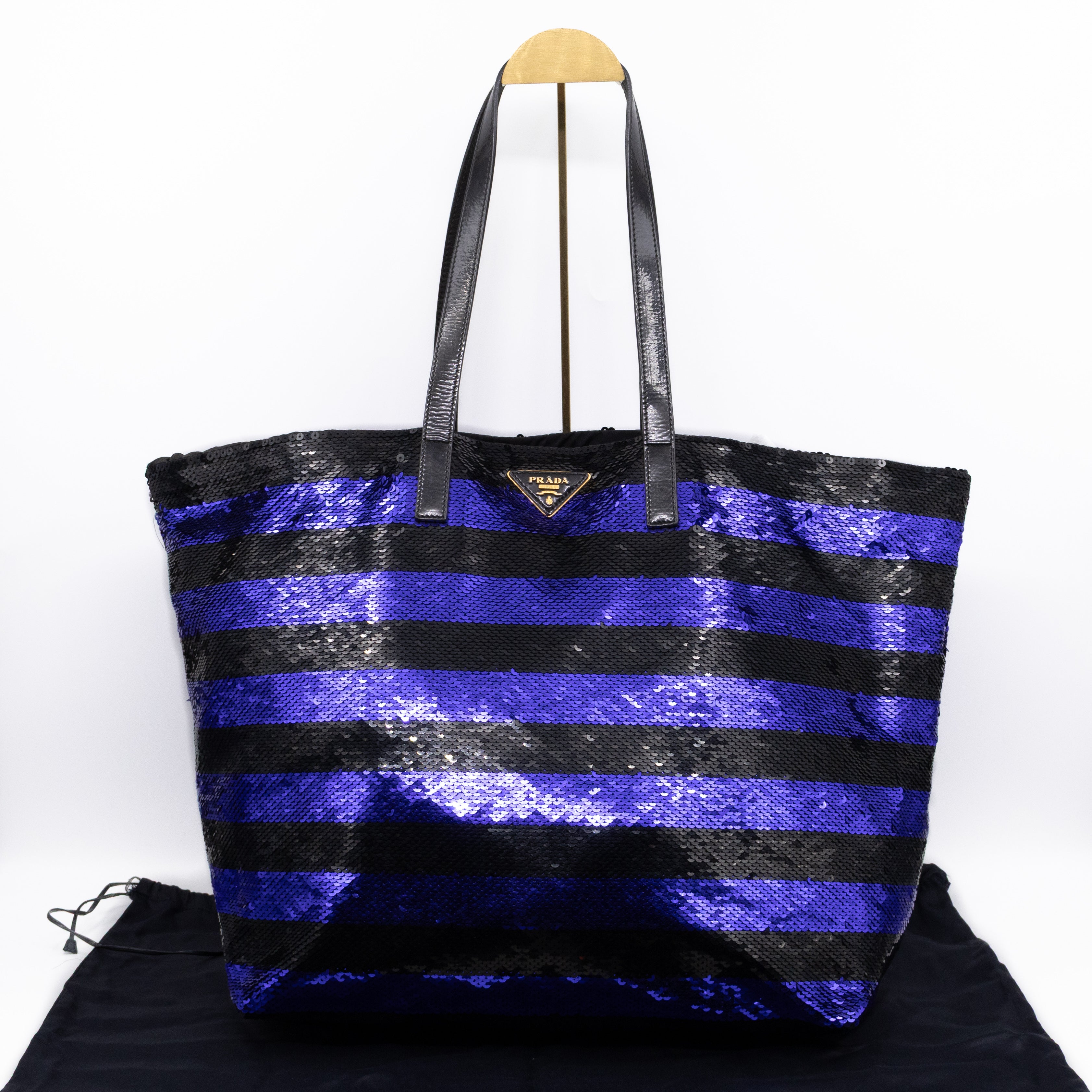 Tote Bag Black & Purple Sequined Satin