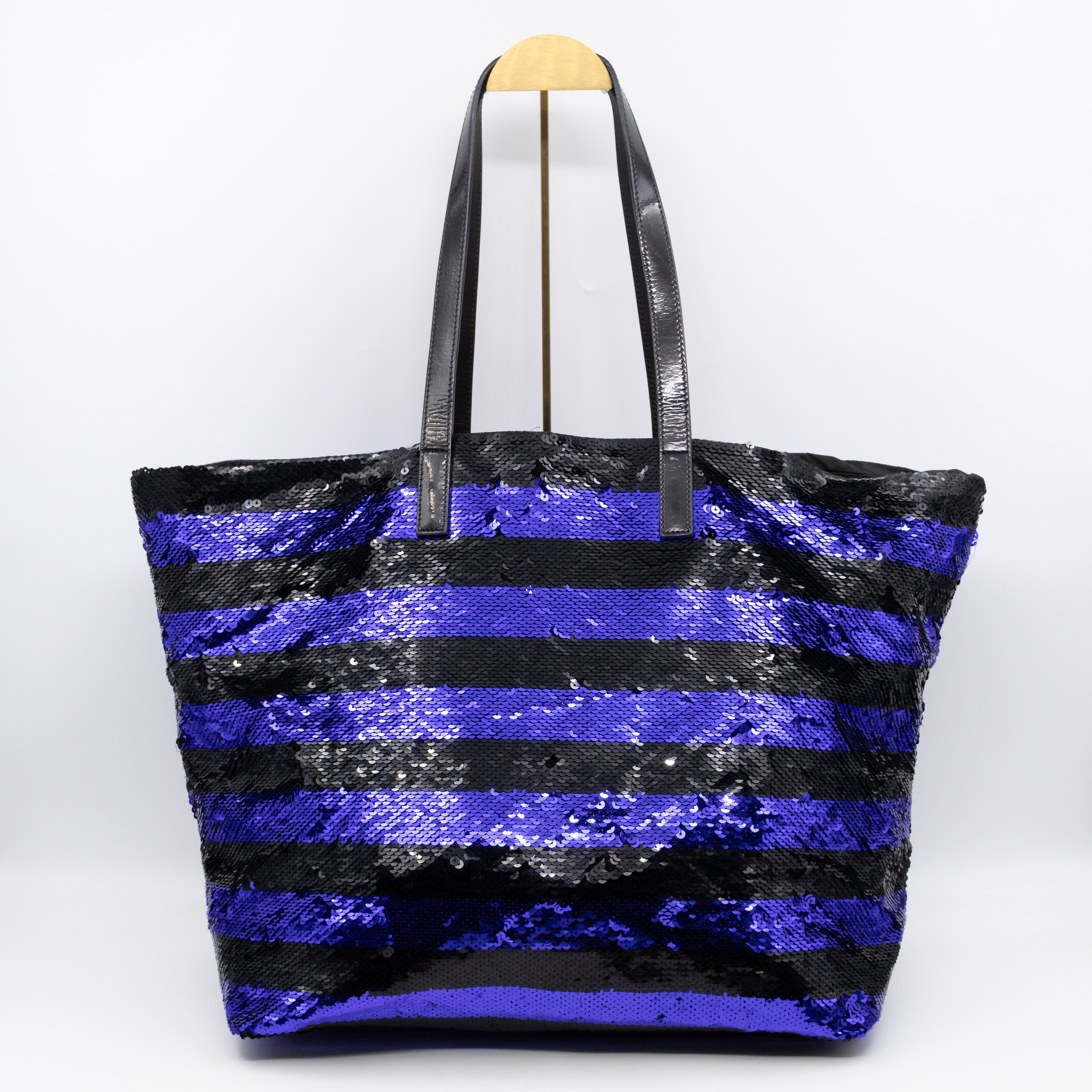 Tote Bag Black & Purple Sequined Satin