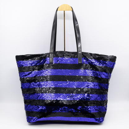 Tote Bag Black & Purple Sequined Satin