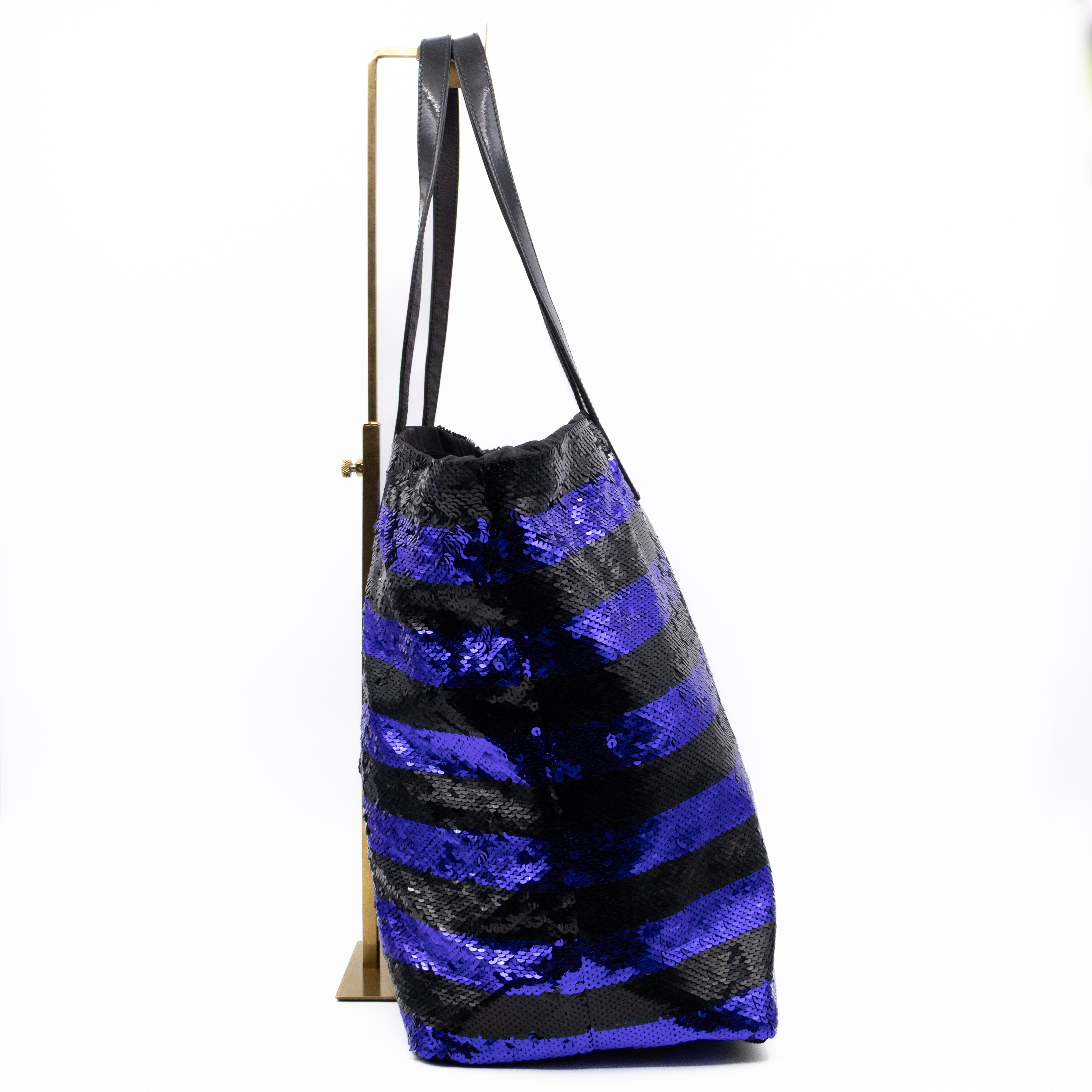 Tote Bag Black & Purple Sequined Satin