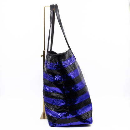 Tote Bag Black & Purple Sequined Satin