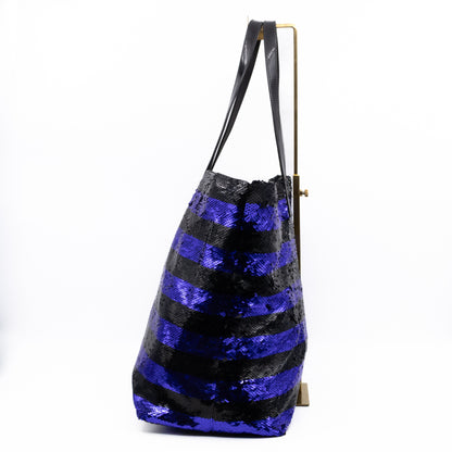 Tote Bag Black & Purple Sequined Satin