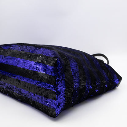 Tote Bag Black & Purple Sequined Satin