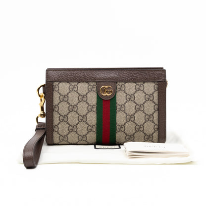Ophidia GG Wrist Pouch GG Supreme Brown Leather