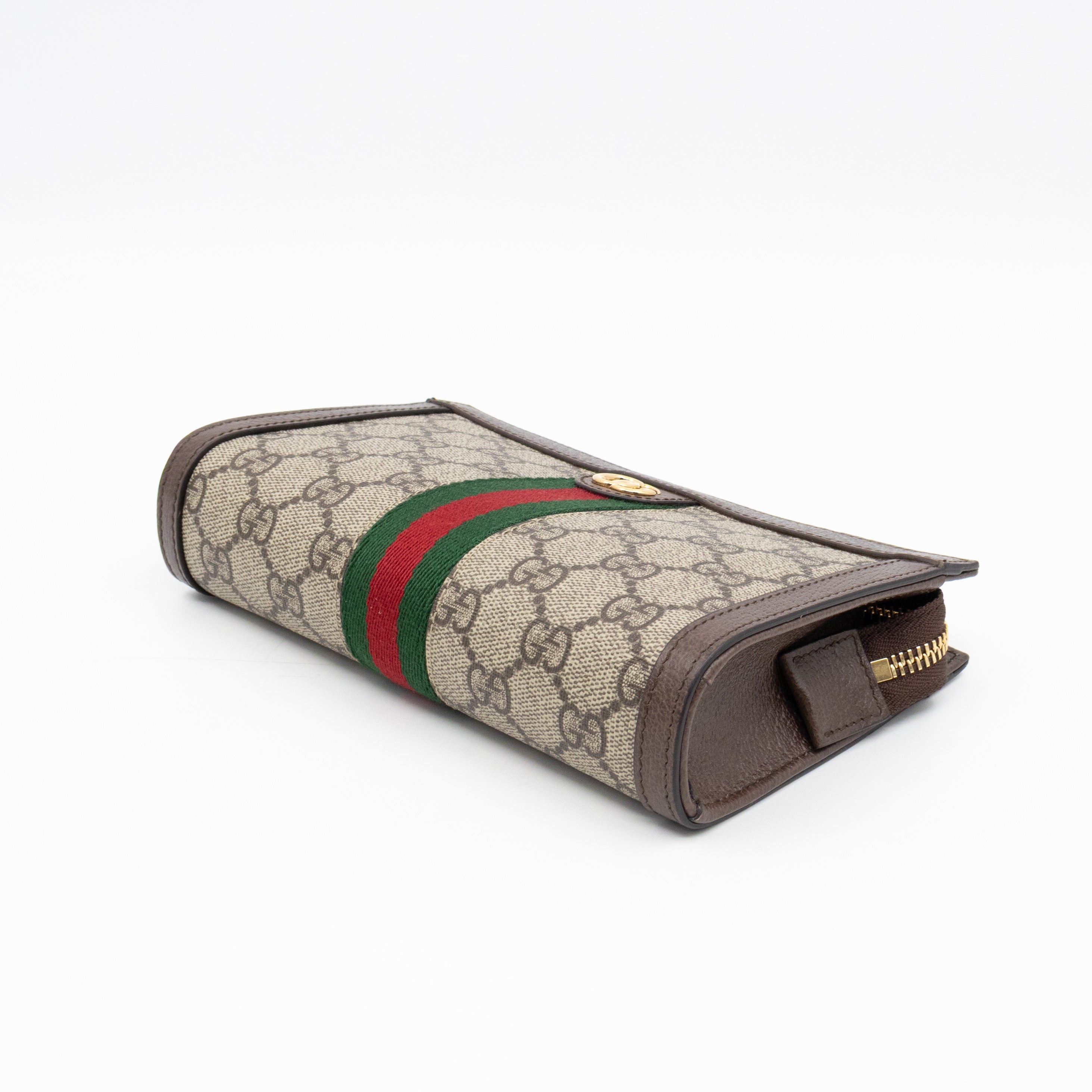 Ophidia GG Wrist Pouch GG Supreme Brown Leather