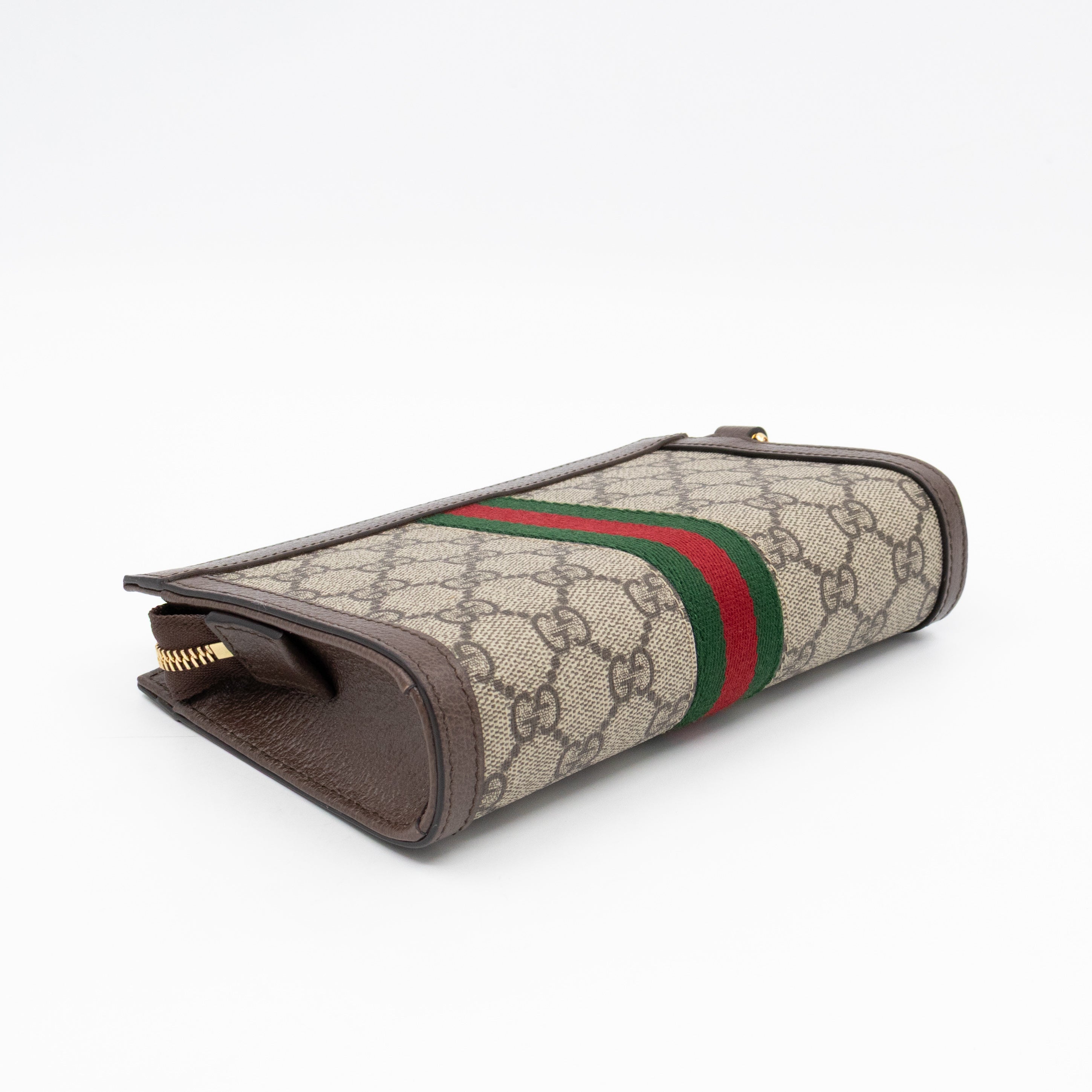 Ophidia GG Wrist Pouch GG Supreme Brown Leather