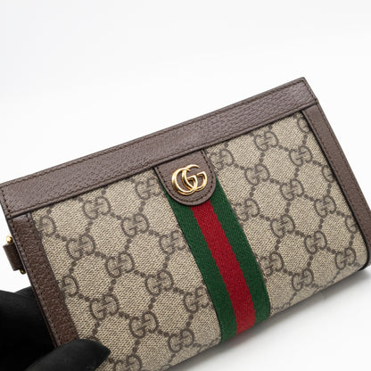Ophidia GG Wrist Pouch GG Supreme Brown Leather
