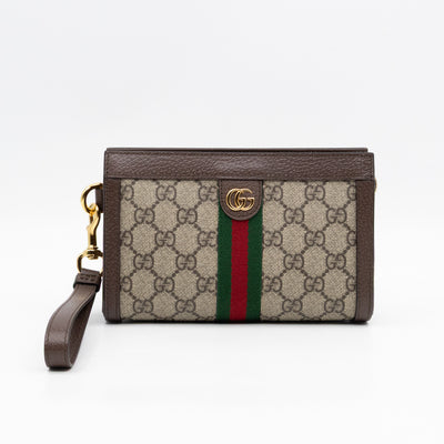 Ophidia GG Wrist Pouch GG Supreme Brown Leather
