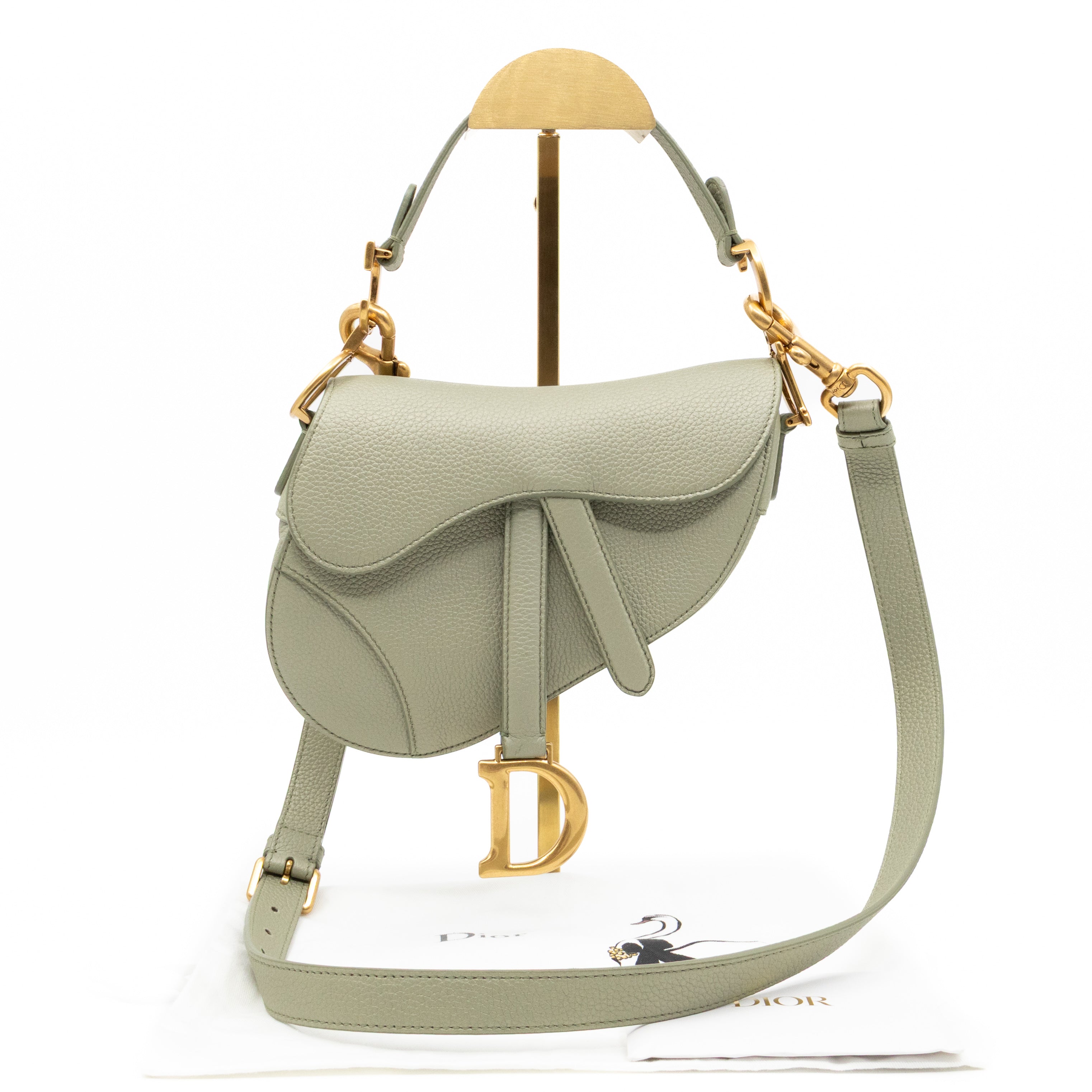 Mini Saddle Bag Light Green Leather