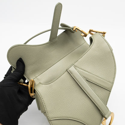 Mini Saddle Bag Light Green Leather