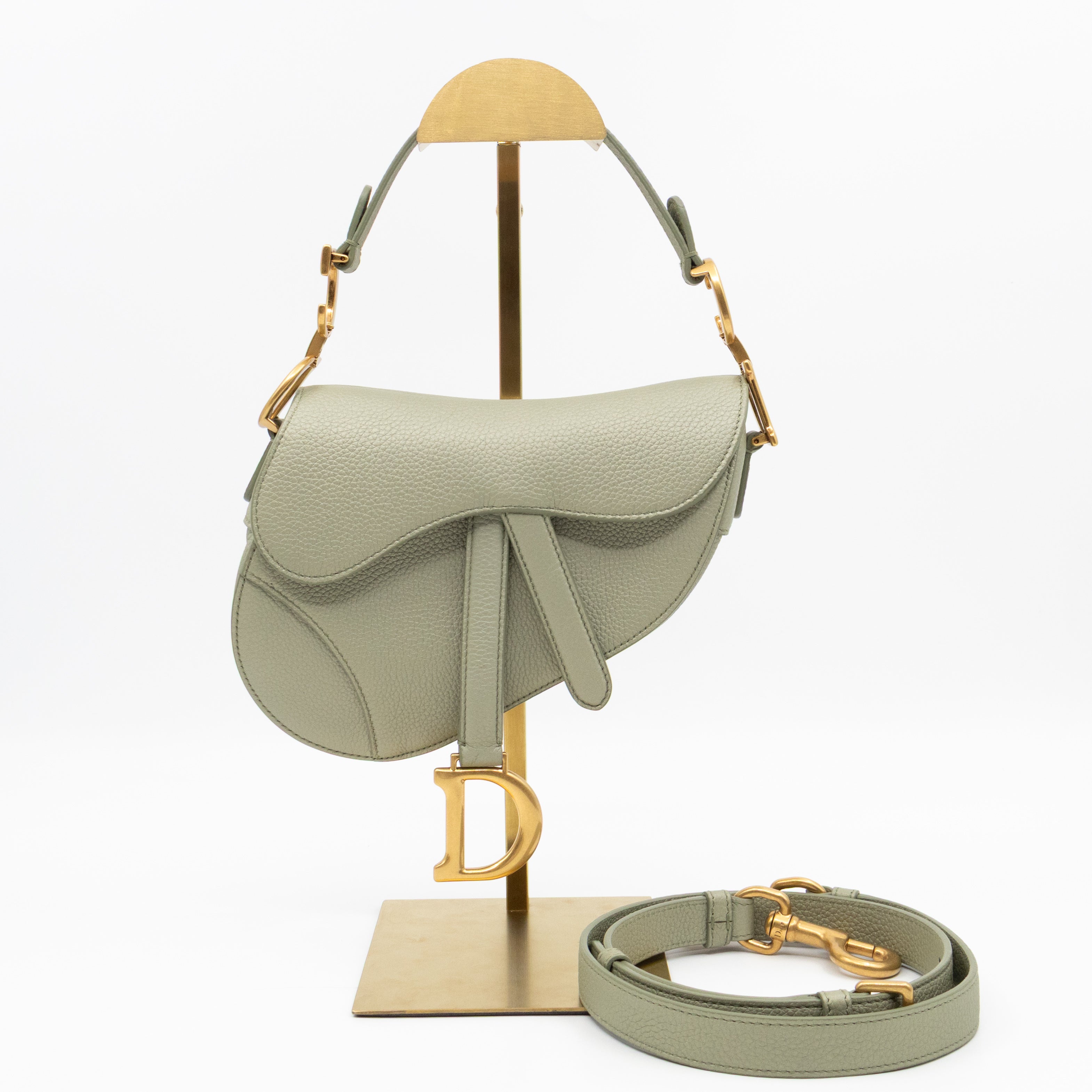 Mini Saddle Bag Light Green Leather