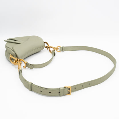 Mini Saddle Bag Light Green Leather