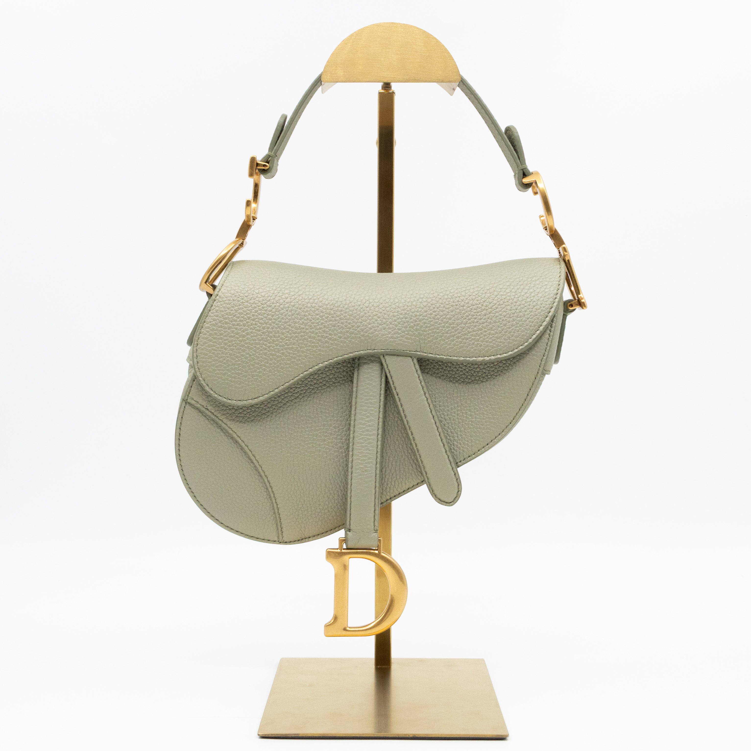 Mini Saddle Bag Light Green Leather