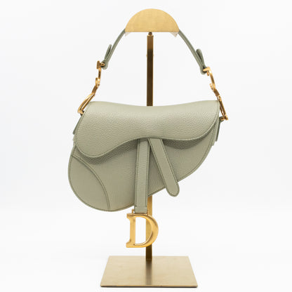 Mini Saddle Bag Light Green Leather