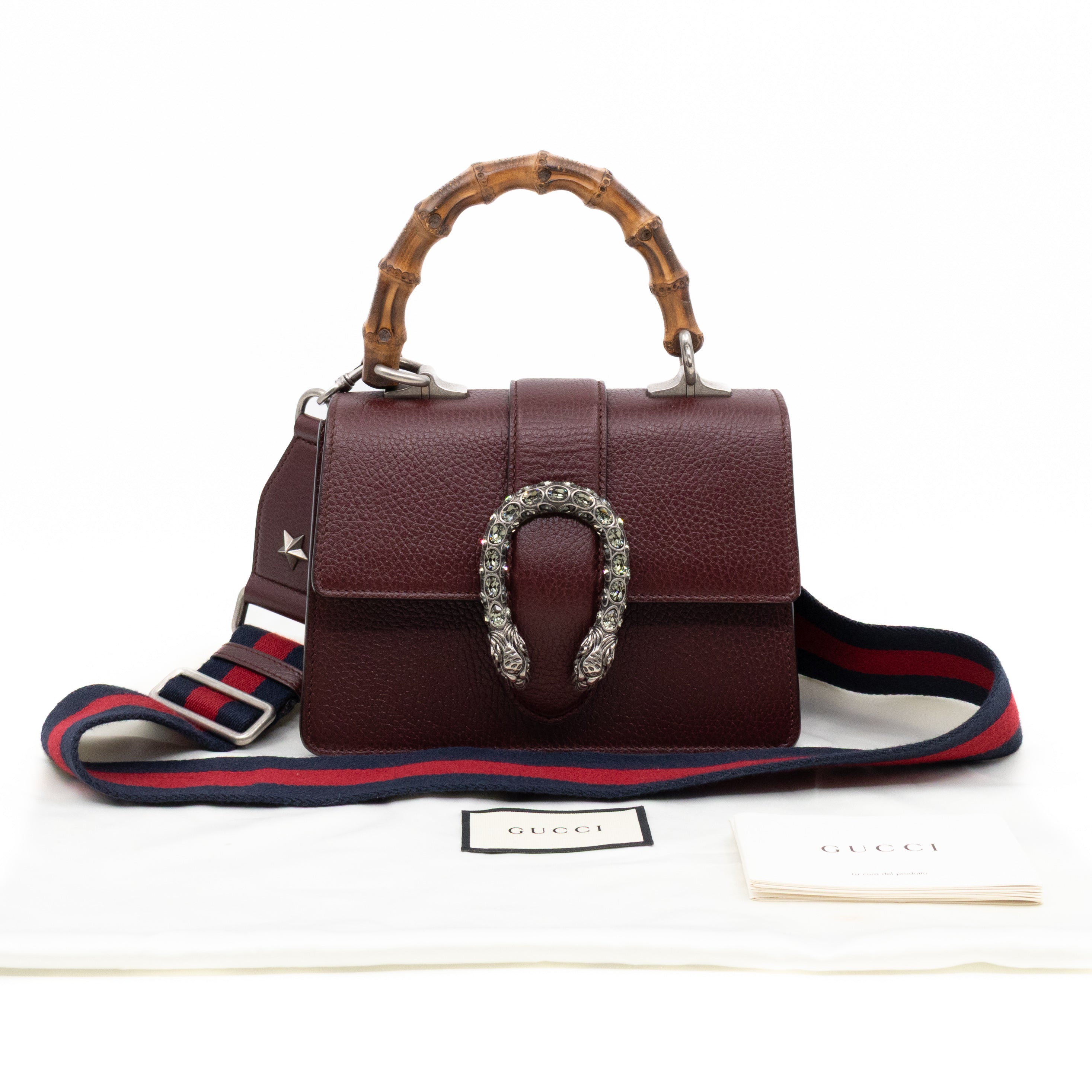 Dionysus Mini Bamboo Top Handle Burgundy Leather