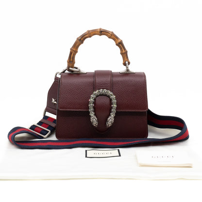 Dionysus Mini Bamboo Top Handle Burgundy Leather