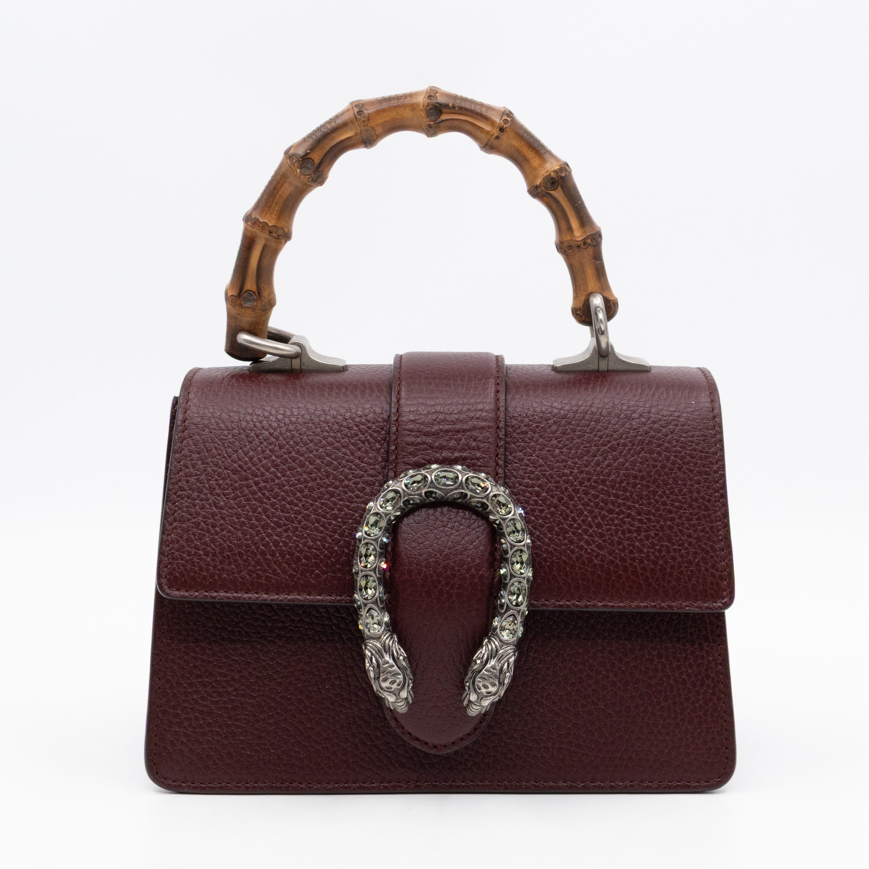 Dionysus Mini Bamboo Top Handle Burgundy Leather