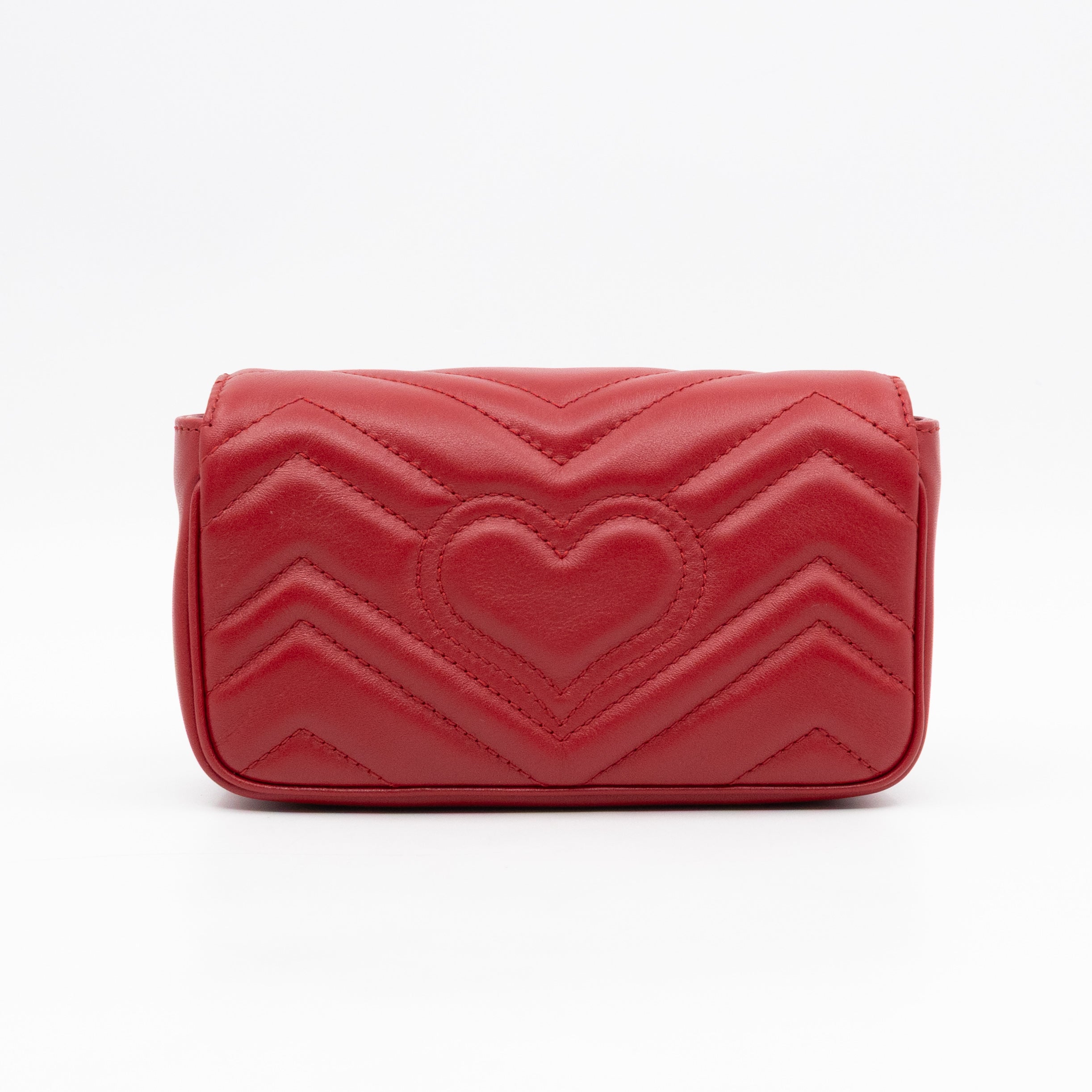 GG Marmont Super Mini Flap Bag Red Leather