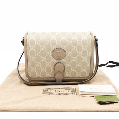Mini Crossbody Bag Interlocking G Beige GG Supreme Canvas