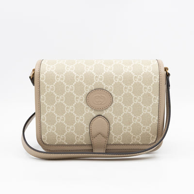 Mini Crossbody Bag Interlocking G Beige GG Supreme Canvas