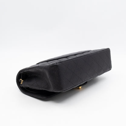Classic Double Flap Medium Black Caviar Leather Gold