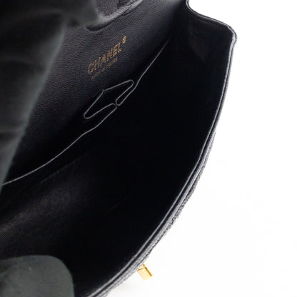 Classic Double Flap Medium Black Caviar Leather Gold