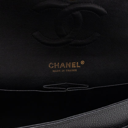 Classic Double Flap Medium Black Caviar Leather Gold