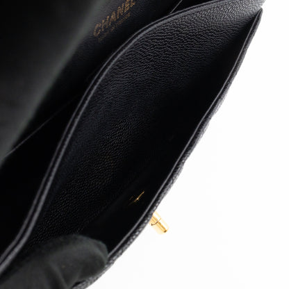 Classic Double Flap Medium Black Caviar Leather Gold