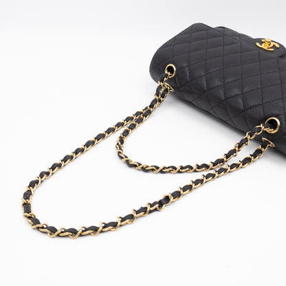 Classic Double Flap Medium Black Caviar Leather Gold