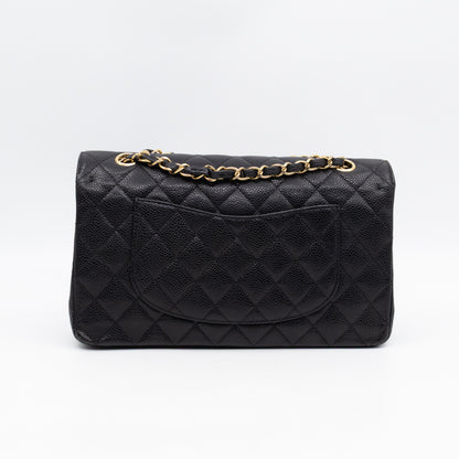 Classic Double Flap Medium Black Caviar Leather Gold