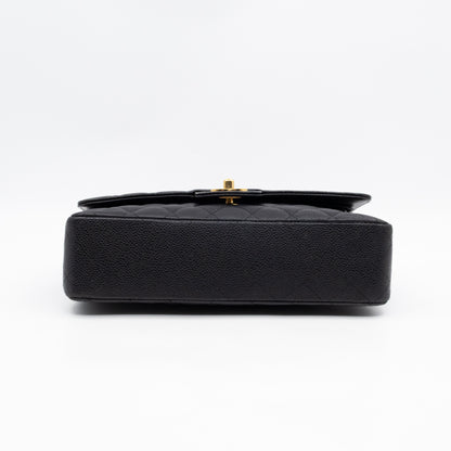 Classic Double Flap Medium Black Caviar Leather Gold