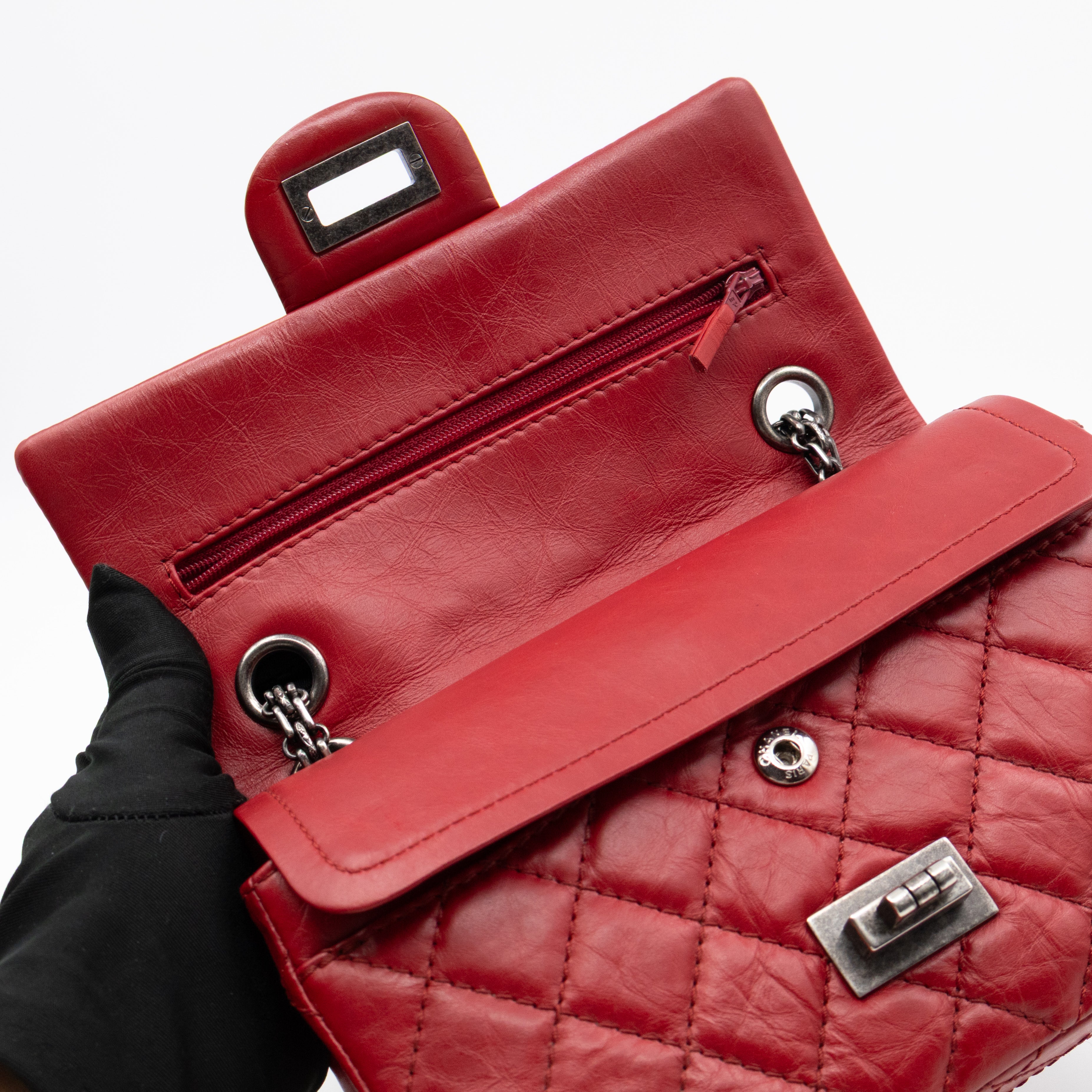 2.55 Reissue Mini Double Flap Red Leather