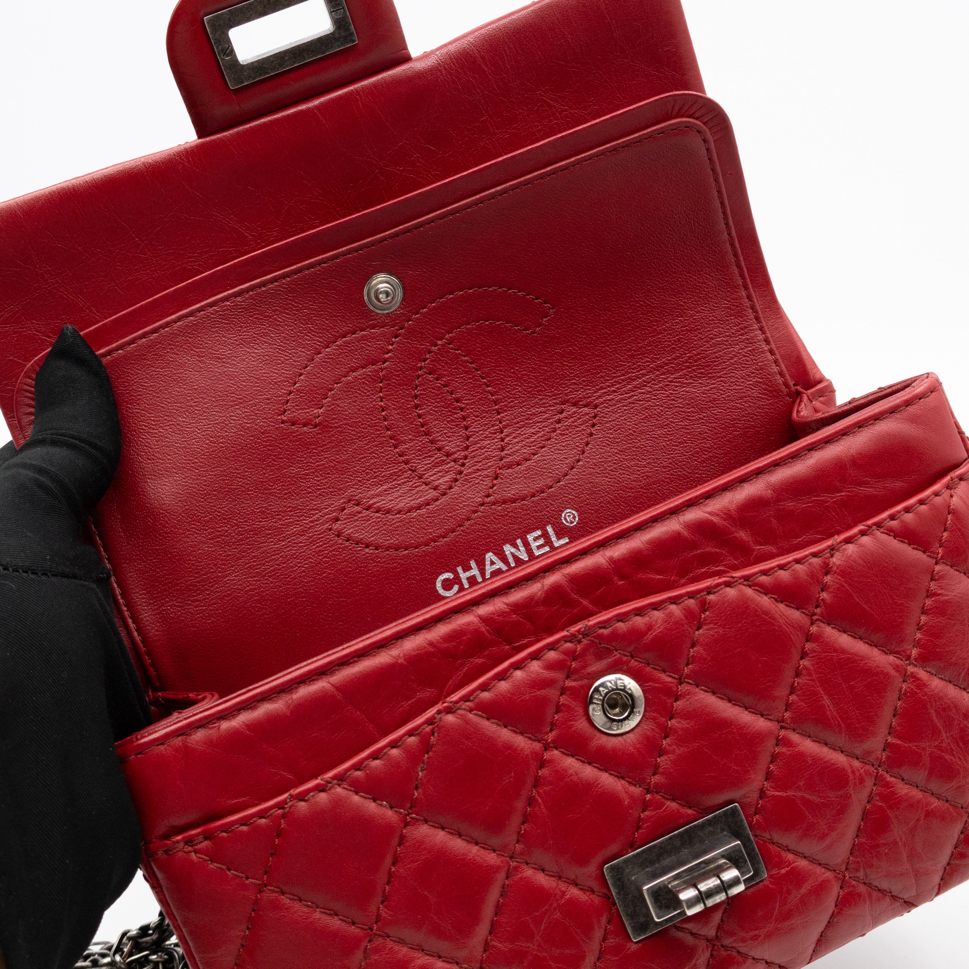 2.55 Reissue Mini Double Flap Red Leather