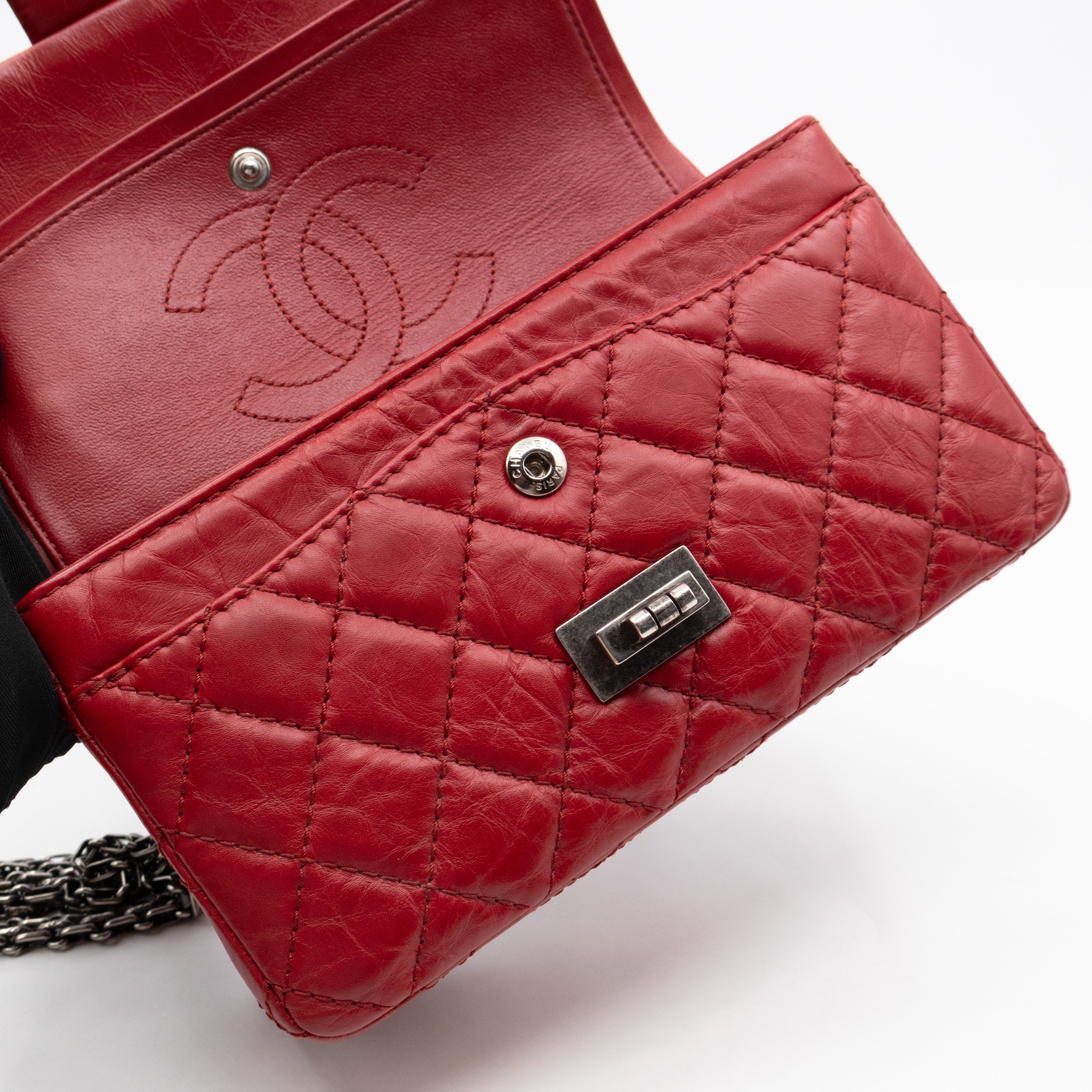 2.55 Reissue Mini Double Flap Red Leather