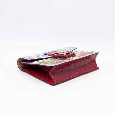 Lucia Twill Bag Majolica Print Leather & Pink Watersnake