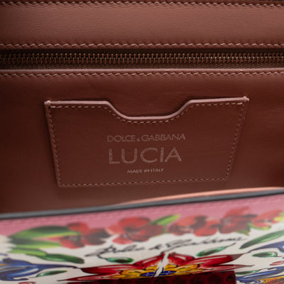 Lucia Twill Bag Majolica Print Leather & Pink Watersnake