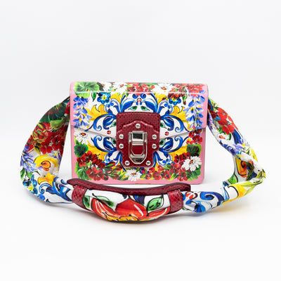 Lucia Twill Bag Majolica Print Leather & Pink Watersnake